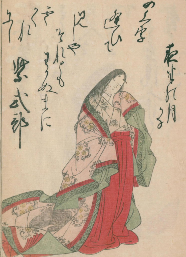 絵 紫式部 『錦百人一首あつま織』勝川春章 画