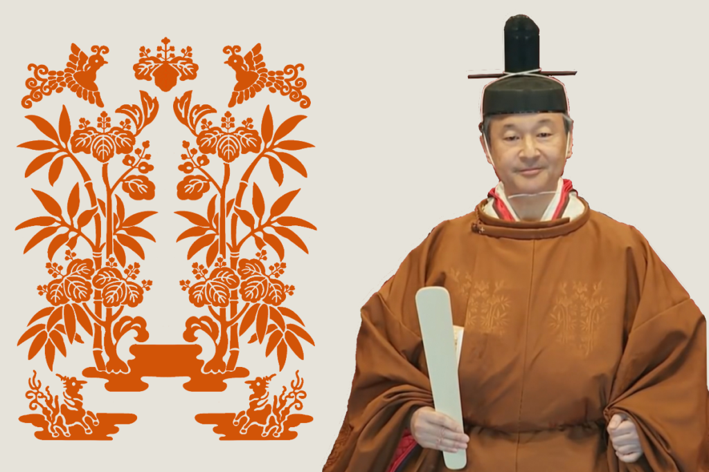 令和の即位礼正殿の儀での黄櫨染御袍(こうろぜんごほう)をお召しの天皇陛下