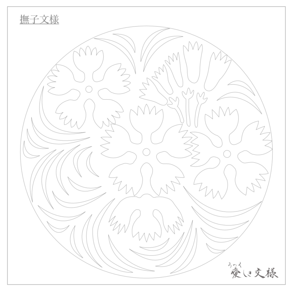 撫子文様のぬり絵を描くための線画