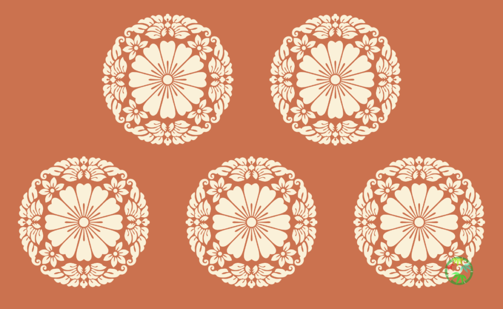 五穀豊穣を予感させる満開の花「八重桜文様」の描き下ろしイラスト