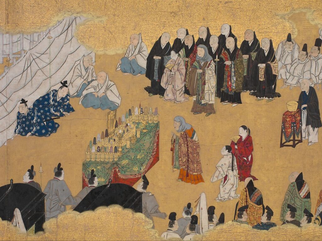 平安時代の葬送の様子 『幻の源氏物語絵巻「葵」』
出典:The Metropolitan Museum of Art