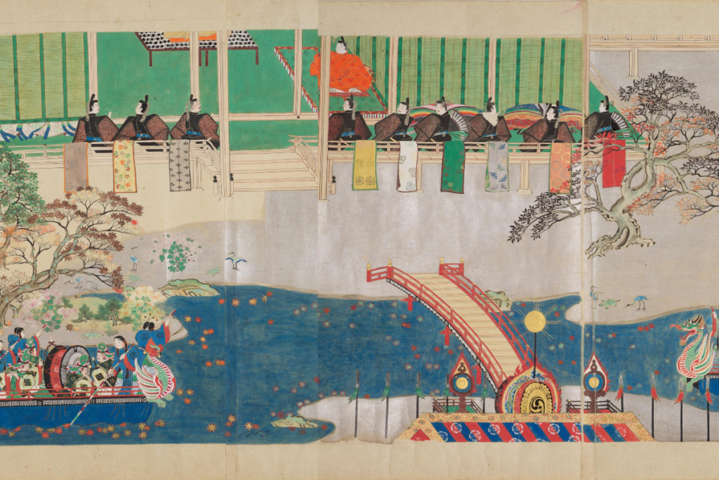 絵 藤原頼道の館へ天皇が行幸した場面　『駒競行幸絵巻（模本）』