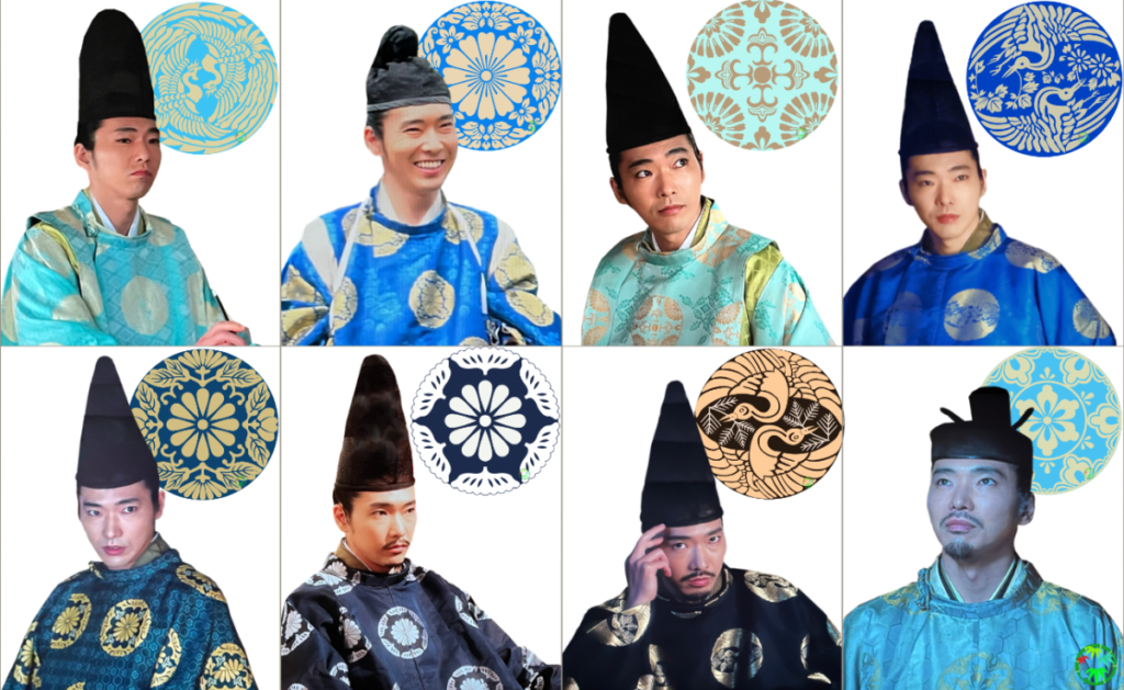 藤原道長の栄華の軌跡を象徴する、それぞれの衣装と伝統的な有職文様図案の一覧