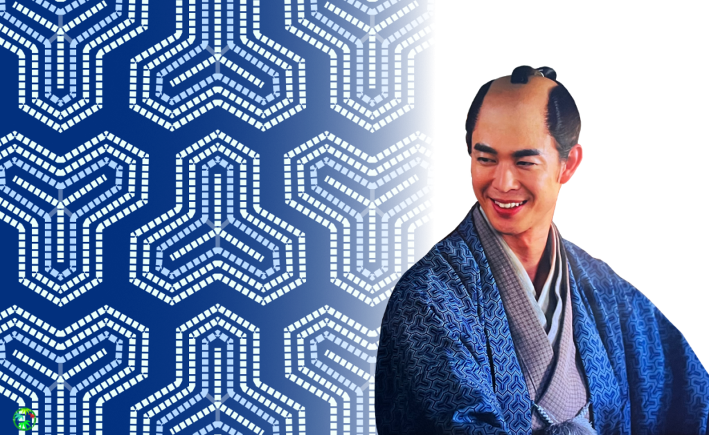 仏像の甲冑の柄からモチーフを拝借した「毘沙門亀甲文様」の描き下ろしイラスト