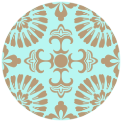 蝶が羽を広げて休んでいる姿を、円を4分割して配置した文様。不老不死、再生への願いが込められています。