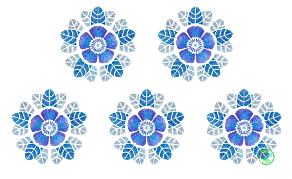 皇后雅子様がお召しになった十二単の文様、お印であるハマナス（薔薇）の文様デザイン