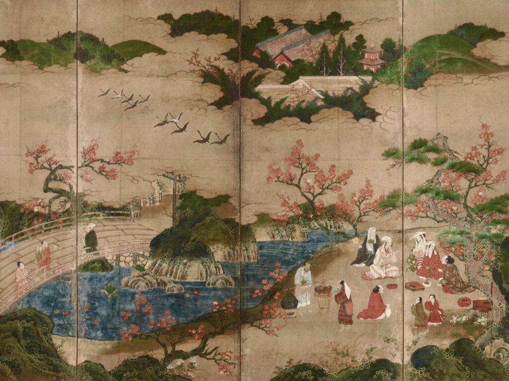 高雄の紅葉狩り『観楓図屏風』狩野秀頼 筆 出典:ColBase